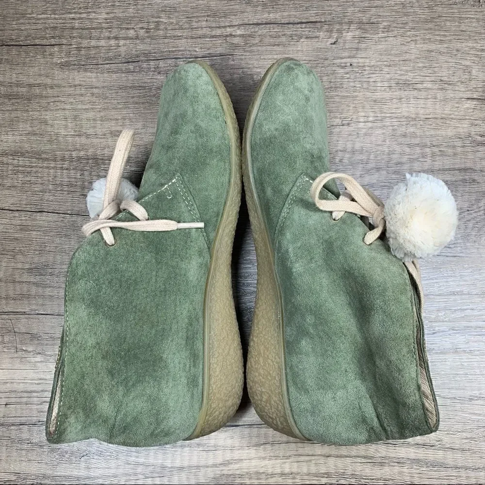 HUSH PUPPIES WOMEN'S~GREEN SUEDE~WEDGE~VIGOR II~ANKLE BOOTIES~SIZE 8M‎
